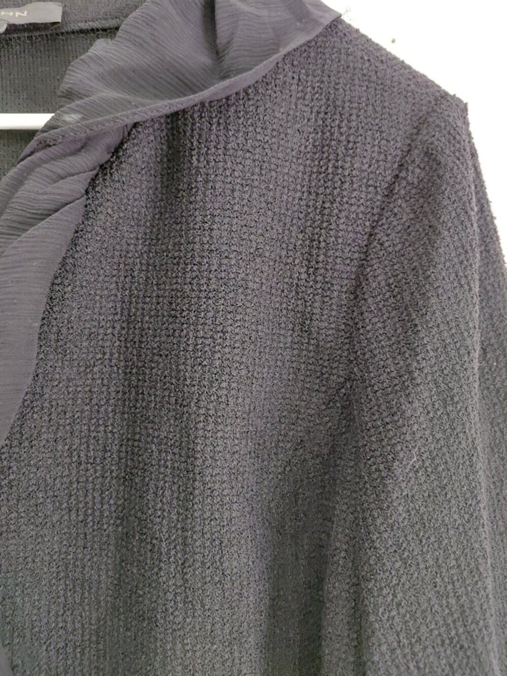 St. John Black Ruffle Santana Knit Jacket Cardigan Size 14 Luxury Classic Career - Picture 2 of 8